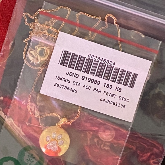 Ross-Simons l Diamond Paw Print Circle Pendant Necklace 18KT Gold Over Sterling - Picture 8 of 16